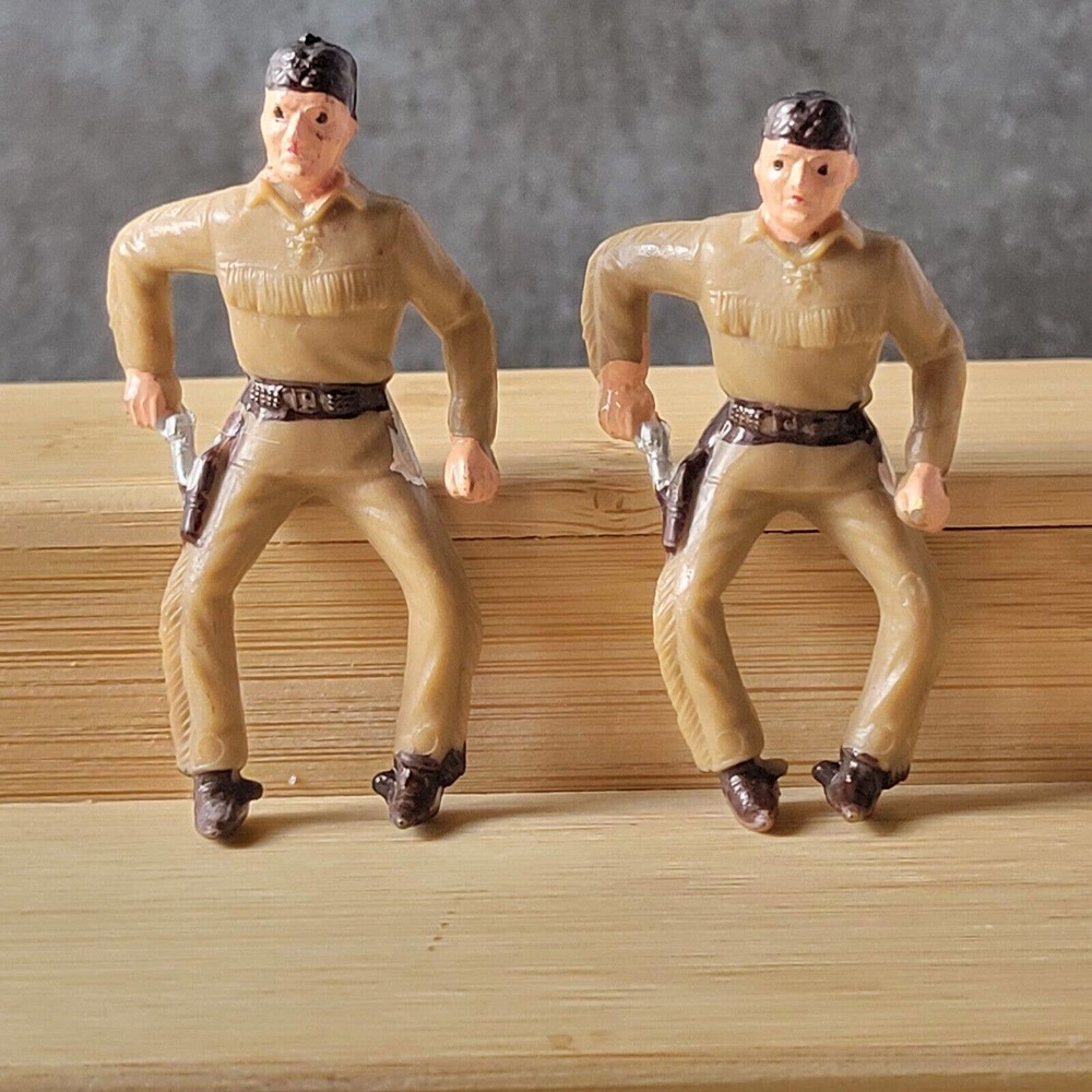 Pair Vintage MPC Hong Kong 3-inch Painted Hard Plastic Toy Tonto Very Rare 2pc